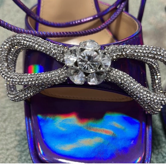 Mach & Mach Double Bow Iridescent Leather Platform Sandal - Picture 6 of 10